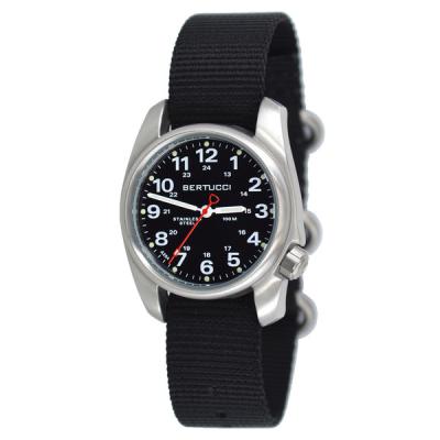 Bertucci A-1S Black Dial Stainless Steel Watch with Black Nylon Strap