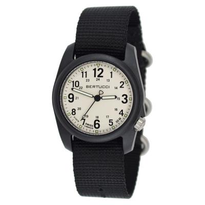 Bertucci DX3 Field Resin Watch, Black Nylon Strap, White Dial