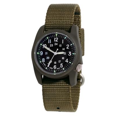 Bertucci retro-inspired Retroform field watch with a USA movement, 5 year battery and G-Type nylon band