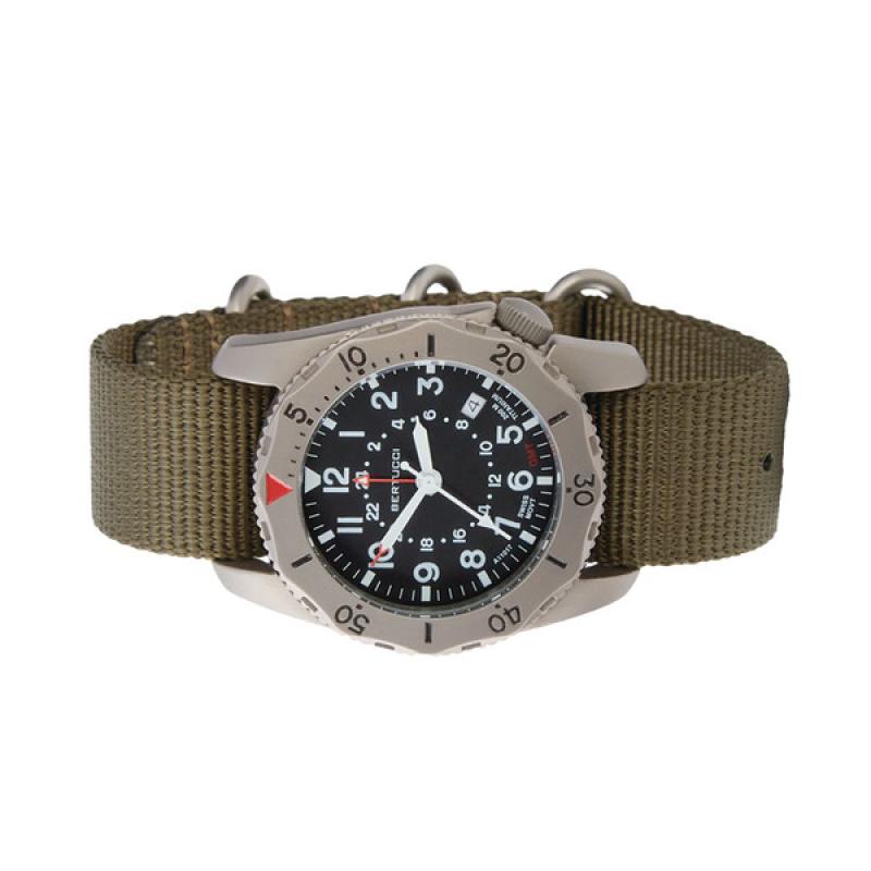 Bertucci A-2TR Field Pro GMT Black Dial with Olive Nylon Strap