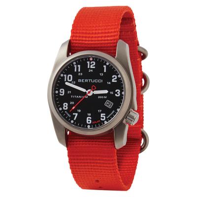 Bertucci A-2T Solar Classic Titanium Field Watch with Orange Nylon Strap