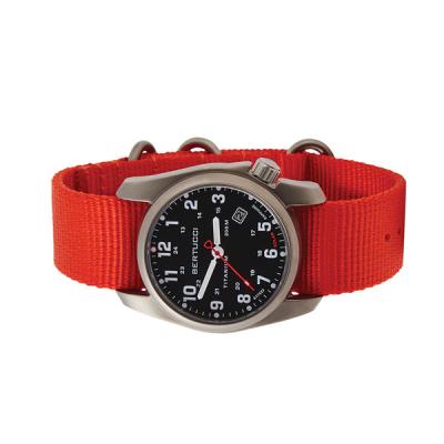 Bertucci A-2T Solar Classic Titanium Field Watch with Orange Nylon Strap