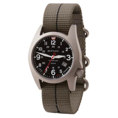 Bertucci A-7T Retrospec Solar Titanium Field Watch with Ghost Grey Nylon Strap