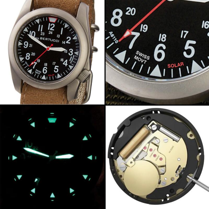 Bertucci A-4TS Super Yankee Solar with Black Dial and Leather Strap