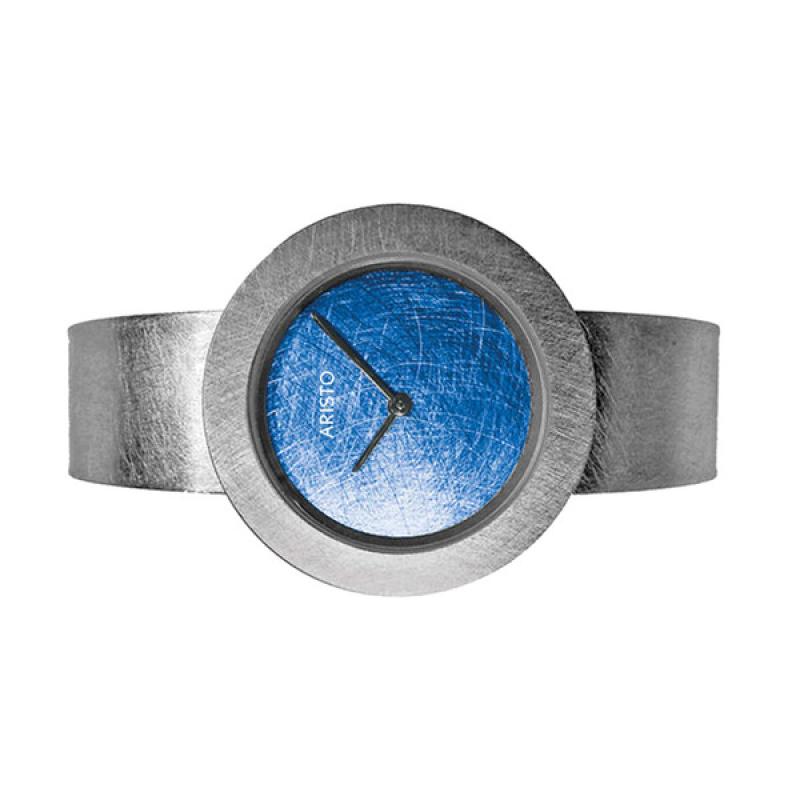 Aristo Titanium Scratched Blue Dial Watch Titanium Bangle
