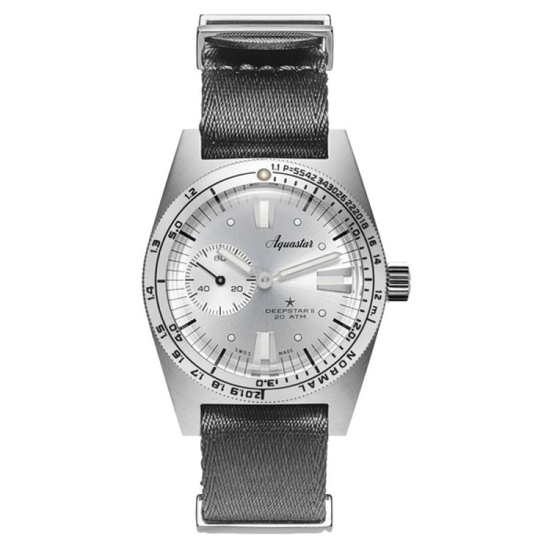 Aquastar Deepstar II Dive Watch with Vintage Silver Dial