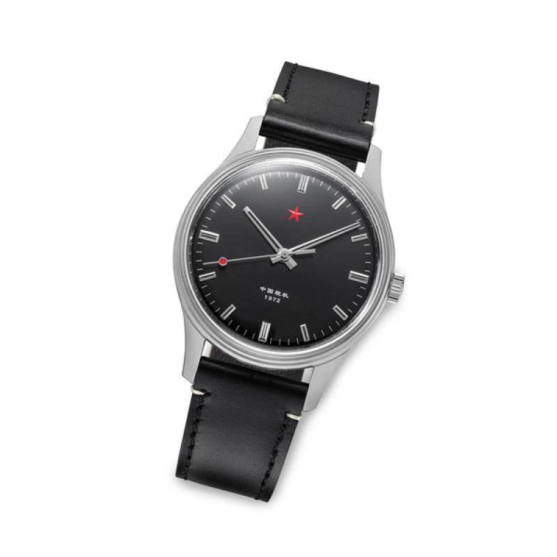 Red Star 3-Hand Dress Watch with Black Dial and Mechanical Movement