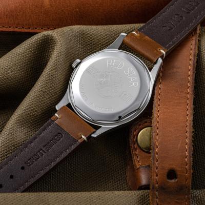 Red Star 3-Hand Dress Watch with Burgundy Dial and Mechanical Movement