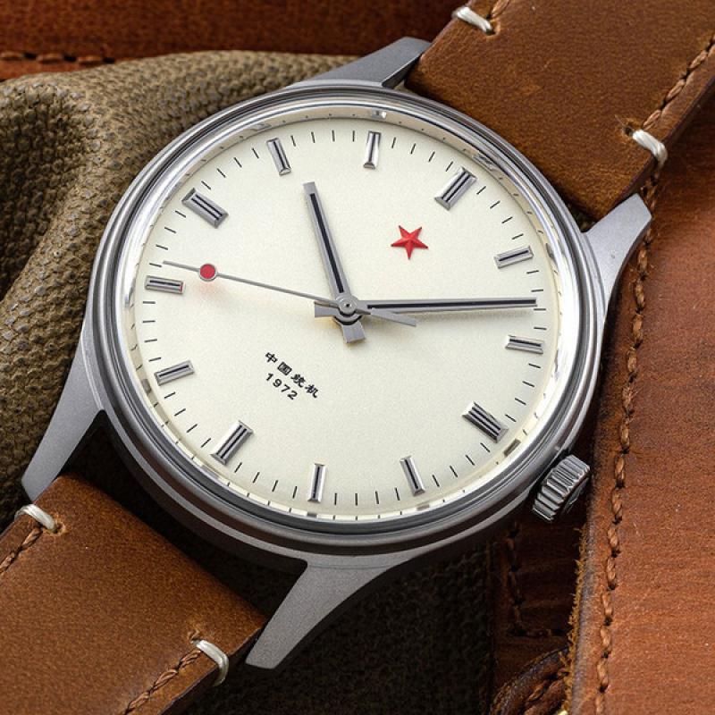 Red Star 3-Hand Dress Watch with Cream Dial and Mechanical Movement