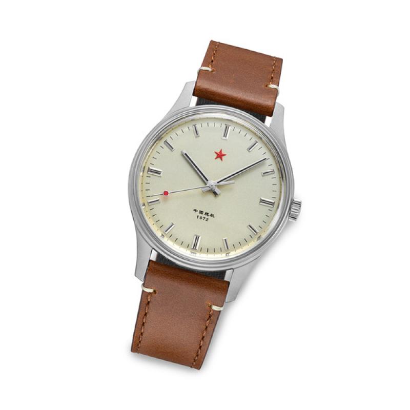 Red Star 3-Hand Dress Watch with Cream Dial and Mechanical Movement