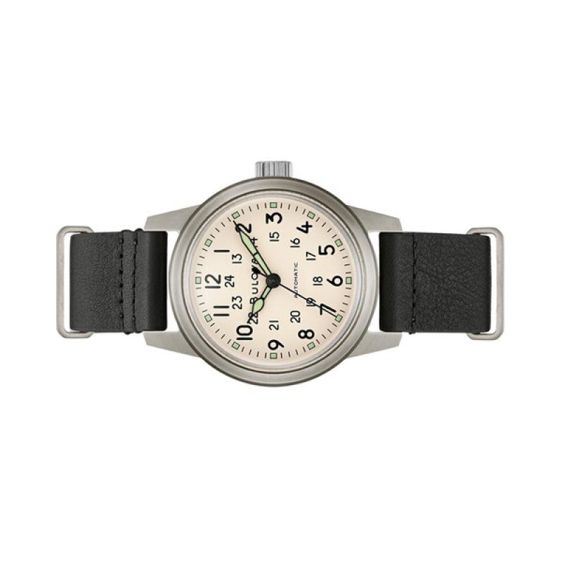 Bulova Hack Automatic Field Watch with 38mm Case and Cream Dial