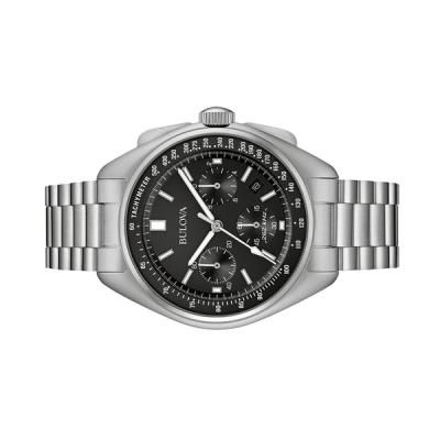 Bulova Lunar Pilot Chronograph 45mm with Black Dial and Stainless Steel Bracelet