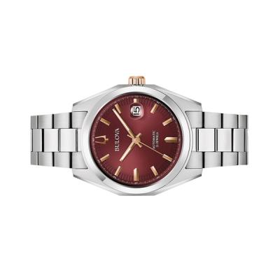 Bulova Surveyor Automatic Watch with Sunburst Maroon Dial