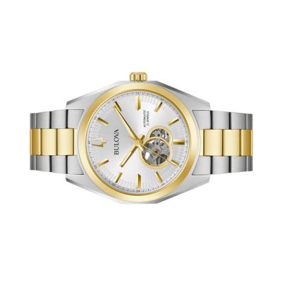 Bulova Surveyor Automatic Watch with Two-Tone Case and Open Heart Silver Dial