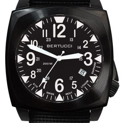 Bertucci E-1S Ballista 44mm Black Ion Field Watch with a Dome Sapphire Crystal