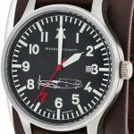 Messerschmitt Aviator Watch with Cuff-Style Leather Strap, SuperLuminova