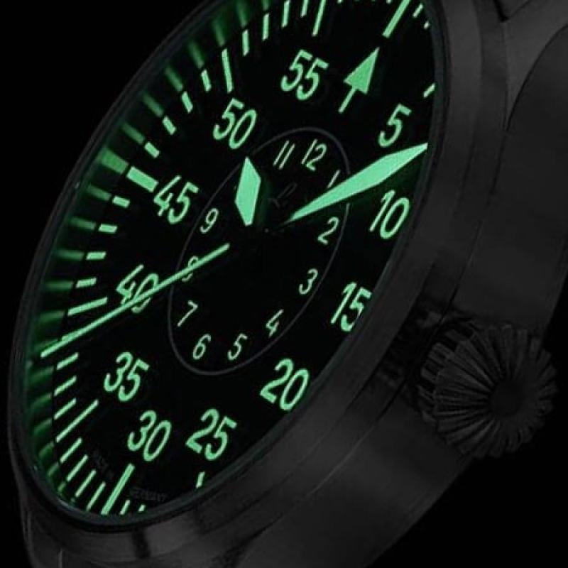 Laco 42mm Faro Type-B Dial Automatic Pilot Watch, Sapphire Crystal