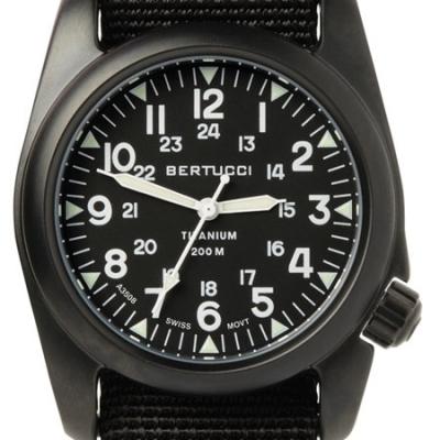 Bertucci A-2T Vintage Black Titanium Watch with Black Nylon Strap