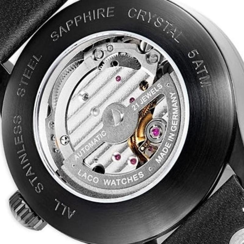 Laco 39mm Bielefeld Type-B Dial Automatic Pilot Watch with Sapphire Crystal