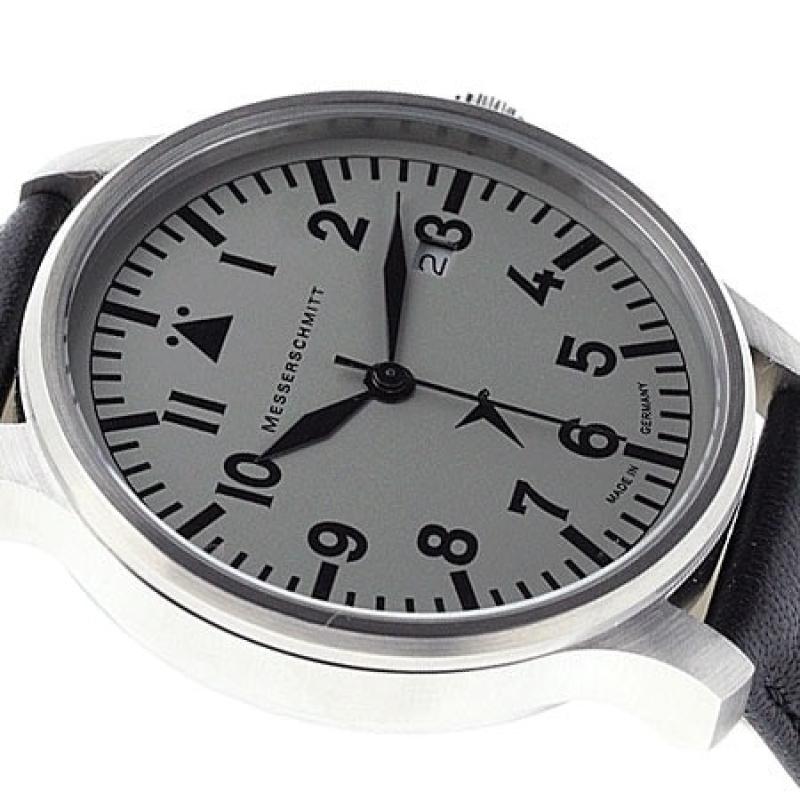 Messerschmitt Fliegeruhr Watch with Black Leather Strap