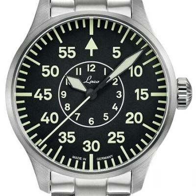 Laco 42mm Faro Type-B Dial Automatic Pilot Watch, Sapphire Crystal