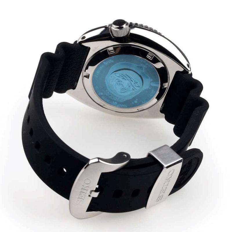 Seiko Turtle Prospex Automatic Dive Watch with Black Dial and Black Silicone Dive Strap