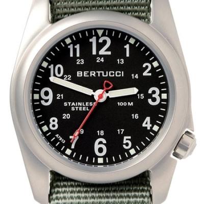 Bertucci A-2S Black Dial, 40mm Stainless Steel Watch with Defender Drab Nylon Strap