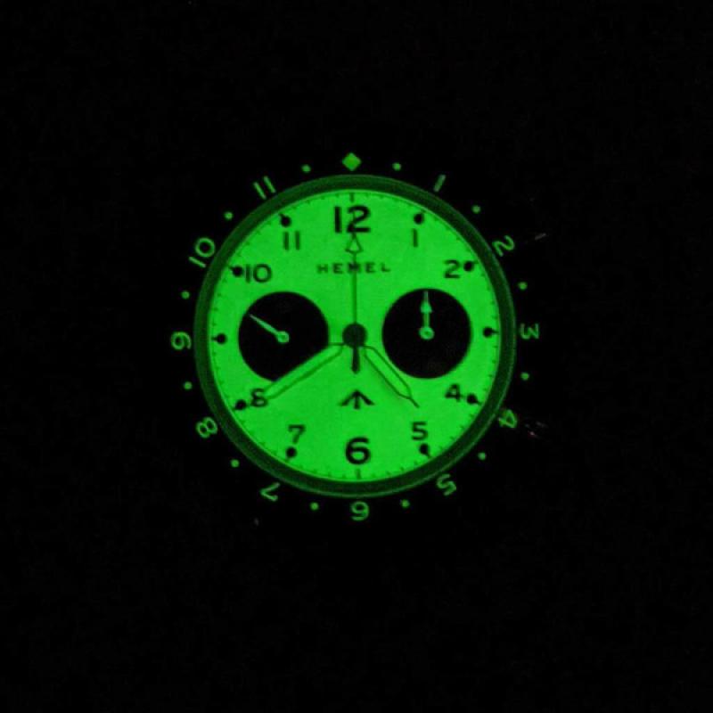 HEMEL Airfoil Full Lume Mechanical Chronograph Watch with Dual-Time Bezel