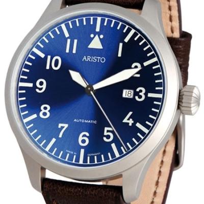 Aristo 3H159 47mm Swiss Automatic Pilot's Watch with Sunburst Blue Dial