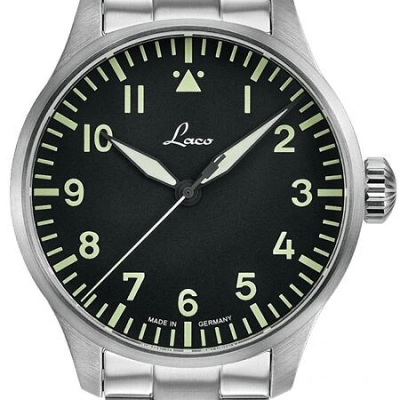 Laco 42mm ROM Type A Dial Automatic Pilot Watch, Sapphire Crystal