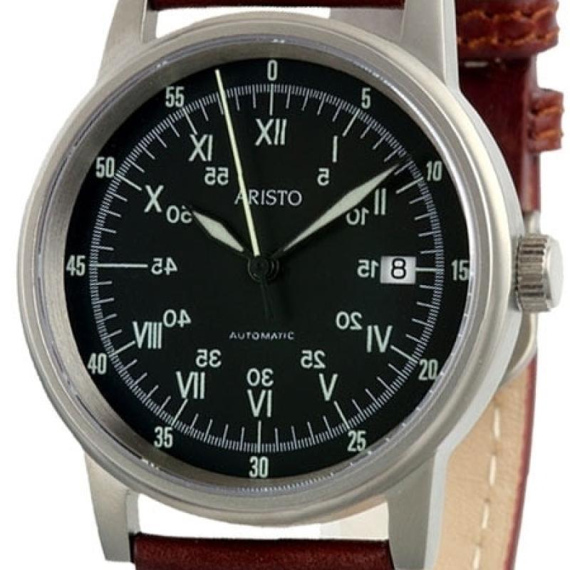 Aristo 5H87 Swiss Automatic Watch with Black Sextant Dial