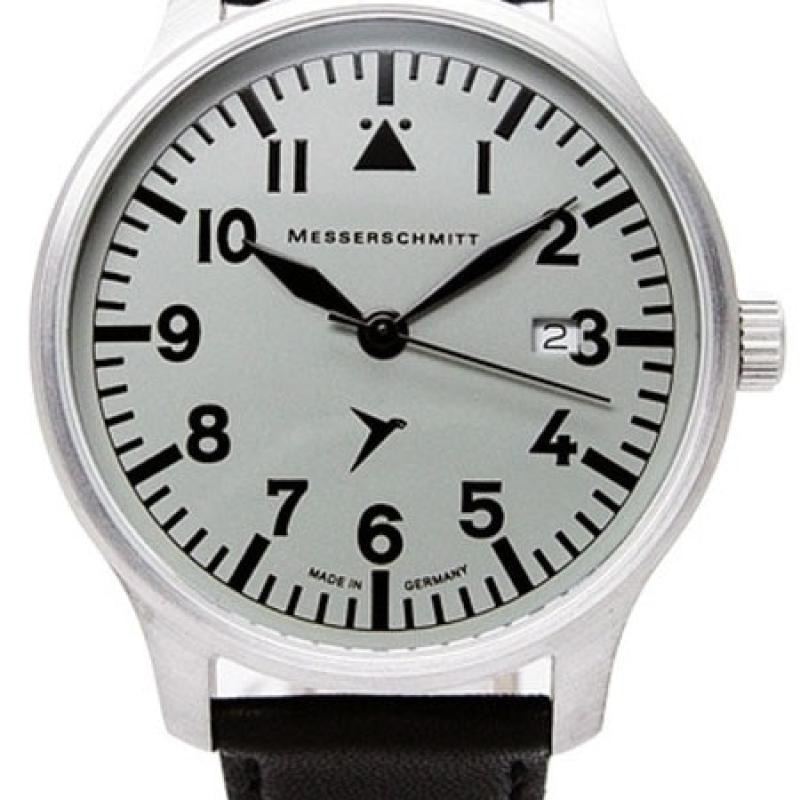 Messerschmitt Fliegeruhr Watch with Black Leather Strap