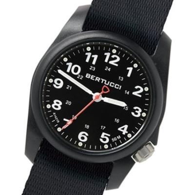 Bertucci A-1R Field Comfort watch with fiber reinforced polycarbonate Unibody case, Black Nylon Strap, Black Dial
