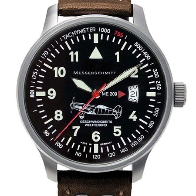Messerschmitt Fliegeruhr Watch with Aviator Leather Strap