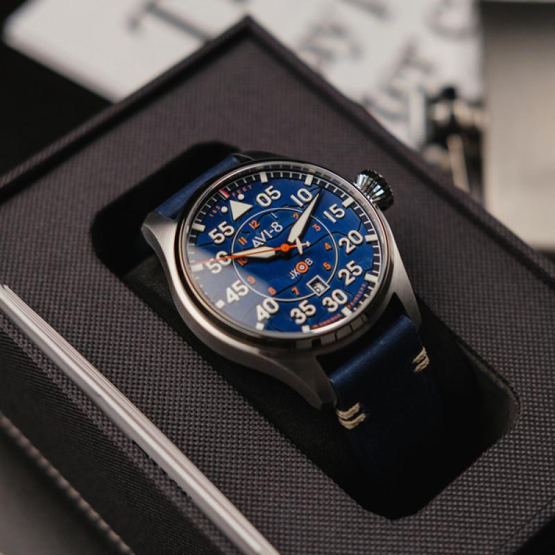AVI-8 Hawker Hurricane Acklington Clowes Automatic Pilot Watch with Blue Dial