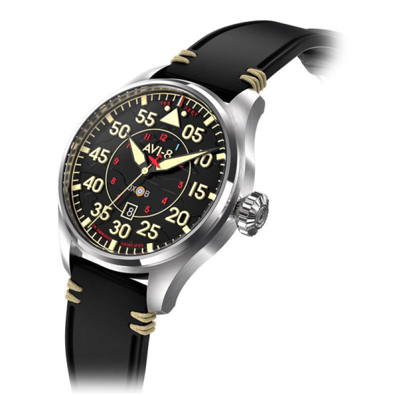 AVI-8 Hawker Hurricane Kenley Clowes Automatic Pilot Watch with Black Aged Dial