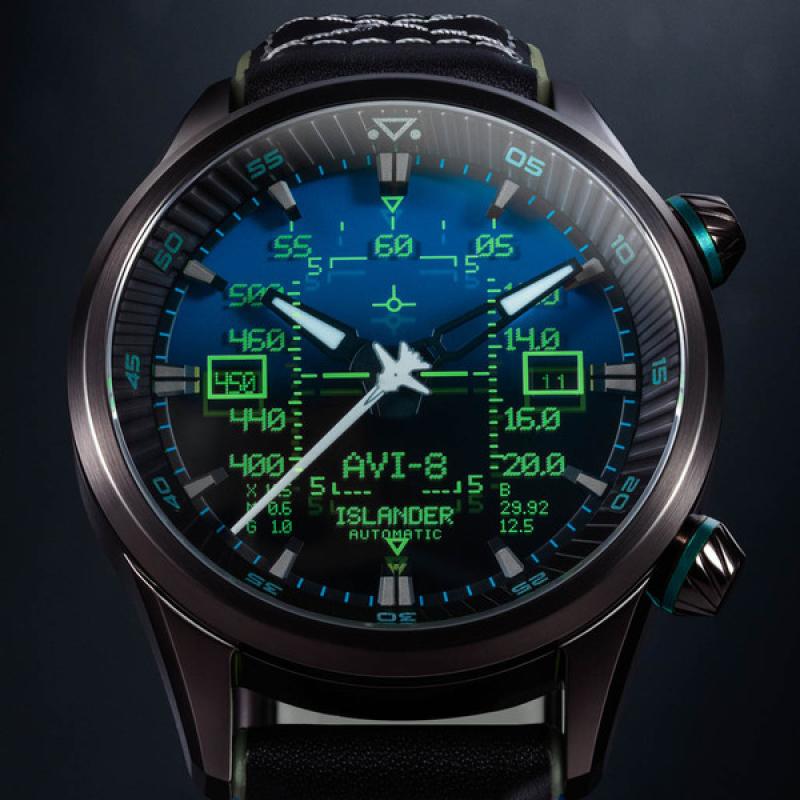 AVI-8 x Islander Limited Edition F14 HUD Automatic with Gradient Blue Dial