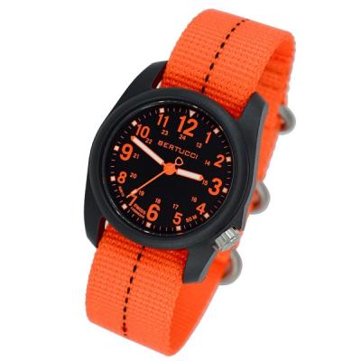 Bertucci DX3 Field Resin Watch, Dash-Striped Nylon Strap, Black Dial