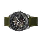 Citizen Eco-Drive Nighthawk with Black Dial and Green Leather Strap