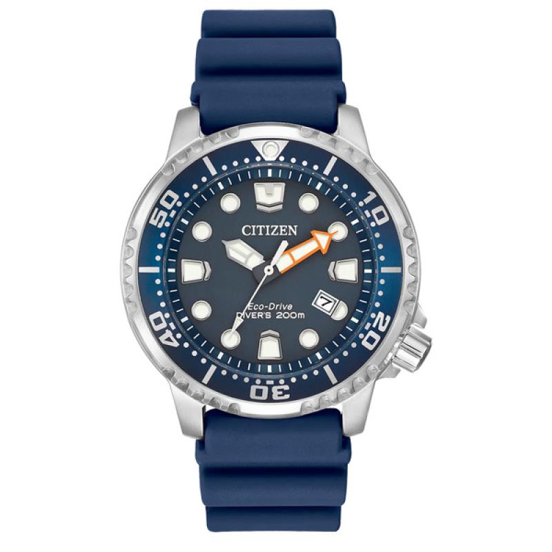 Citizen Eco-Drive Promaster Dive Watch with Blue Dial and Rubber Strap