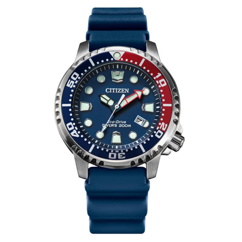 Citizen Eco-Drive Promaster Dive Watch with Blue Dial and Rubber Strap