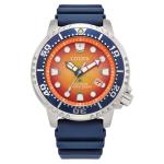 Citizen Eco-Drive Promaster Dive Watch with Orange Dial and Rubber Strap