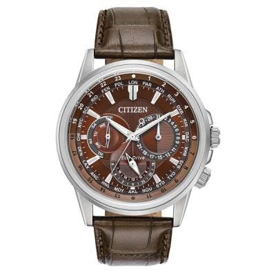 Citizen Calendrier 44mm Eco-Drive World Time Watch with Brown Dial