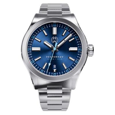 Henry Archer Vesterhav Slim Automatic Watch with Blue Aquila Dial