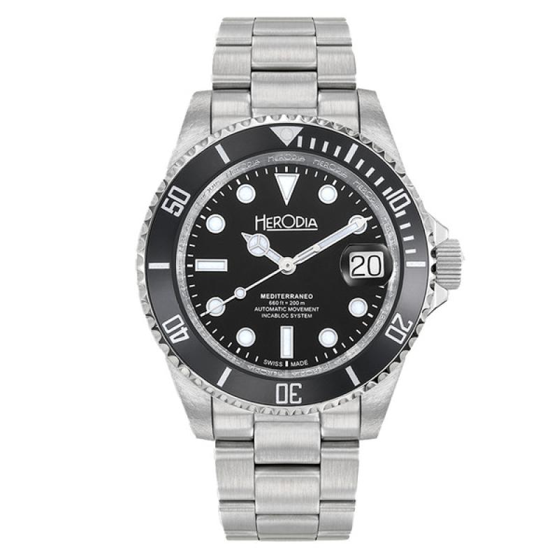 Herodia Mediterraneo Swiss Automatic Dive watch with Black Dial