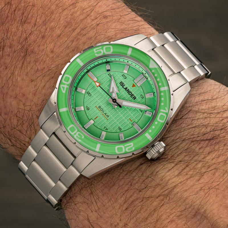 Islander Saltaire 38mm Solar Dive Watch with Mint Green Dial