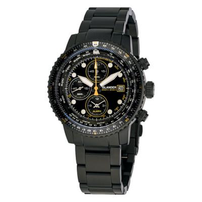 Islander Calverton Flight Chronograph Alarm Watch in IP Black