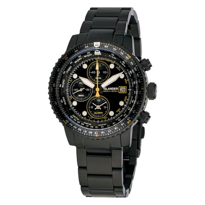 Islander Calverton Flight Chronograph Alarm Watch in IP Black