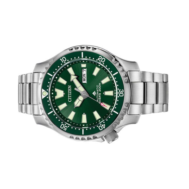 Citizen Automatic Promaster Dive Watch with Green Dial and Stainless Steel Bracelet