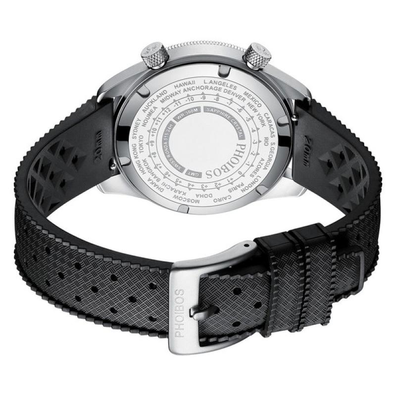 PHOIBOS Eagle Ray 300-Meter Dual-Time GMT Dive Watch with Double Dome AR Sapphire Crystal